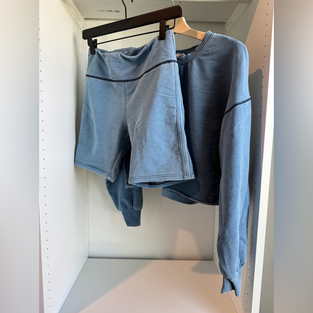 Elodie Blue Long Sleeve Tee (with Matching Shorts)